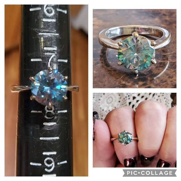 Genuine 3.15ct Blue Diamond Ring Size 7.5 - Picture 9 of 10